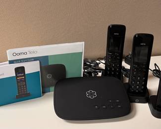 Ooma Telo Telephone System with three handsets