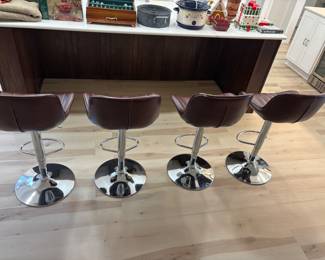 4 Brown Adjustable Bar stools with Chrome 
