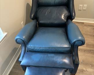 Blue leather Ethan Allen Recliner                               33"W 33"D 42"T
