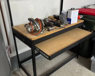 Work bench 48.5”w 24.5”d 59”t top shelf and drawer.   $ 100.00
