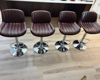 4 Brown Adjustable Bar stools with Chrome 
