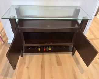 Glass Top Server with storage and built in wine rack $250.00        50"W 20"D 36.25"T