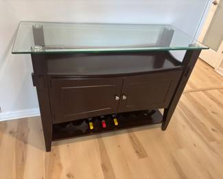 Glass Top Server with storage and built in wine rack $250.00        50"W 20"D 36.25"T