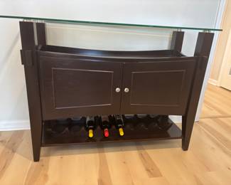 Glass Top Server with storage and built in wine rack $250.00        50"W 20"D 36.25"T