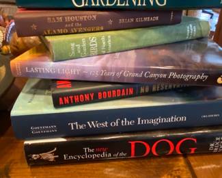 Various coffee table books.