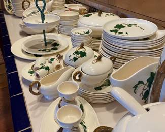 Metlox china in the ivy pattern .  We have a very large set.