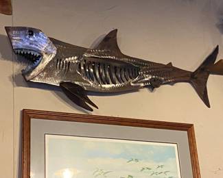 Large metal shark scupture