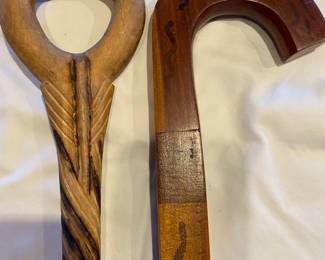 Details on a pair of canes in the collection.