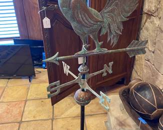 Large copper rooster weathervane.