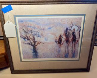 Signed limited edition print by artist, Jo Anne Bird. She is a well known artist and member of the Dakota Sioux tribe. This piece is 407/500 and is titled, "Leading the People".