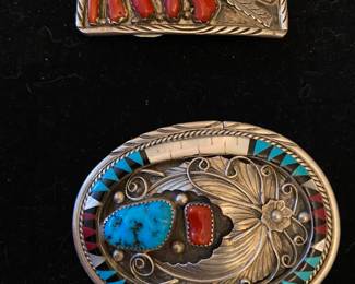 Two great Native American sterling buckles
