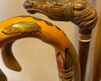 Details of several canes in the collection