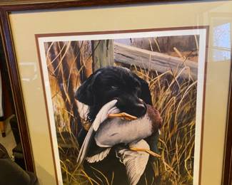 Ducks Unlimited print of a labrador retriever with duck.