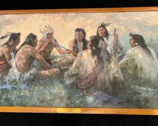 Howard Terpning - Fine Art Textured canvas - "Crow Pipe Ceremony"