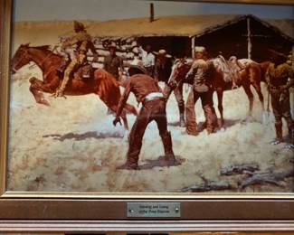 Frederic Remington tile art - "Coming and Going of the Pony Express"