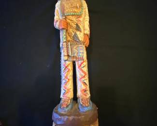 Approx. 3' tall wood carved indian scupture