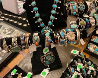 A view of the many sterling items we have for sale...a great collection of Native American jewelry