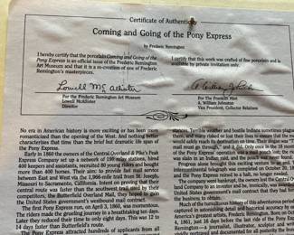 Coming and Going of the Pony Express - produced for the Franklin Mint