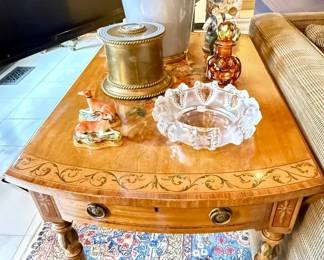 Pair of painted floral Pembroke tables