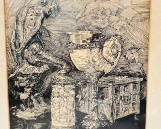 R. O. Travis original pen and ink - this is a really cool piece of art.  R.O. Travis is not well known, but very talented at his craft - Circa 1932, Texas