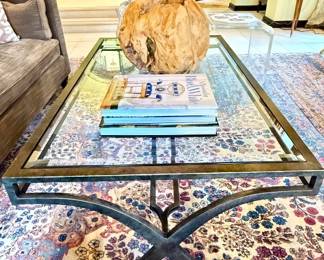 Iron and glass contemporary coffee table