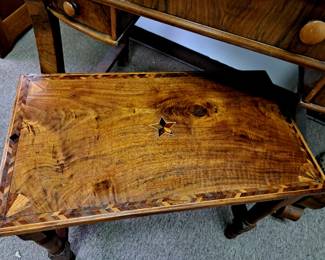 Inlayed wood vanity bench 