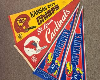 Collectible area pennants. 1967 Kansas City, 1967 St. Louis Cardinals and Kansas Jayhawks