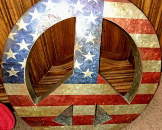 Metal wall peace sign