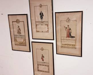 4 pcs. set vintage French "Pierre Jean Chalencon" Collection framed pictures