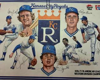 Sports memorabilia.  3 different Royals placemats