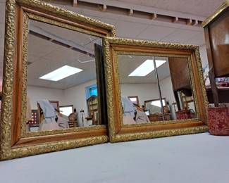 Mirrors. Framed oak and gold leaf mirrors