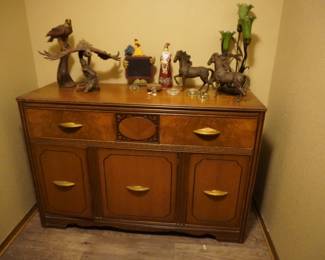 Buffet, lamp. horses, eagles, chicken