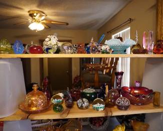 Paperweights, Marigold, ruby, cranberry glass-Fenton, Carnival, Depression, Imperial and more