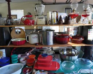 kitchen items, small appliances, oil lamps
