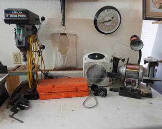drill press, grinder, gun cleaning kits,