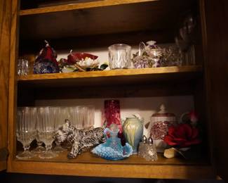 stemware, scotty dog, Roseville, salt and pepper