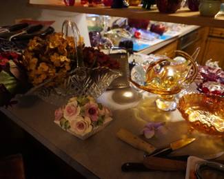 glass basket, marigold glass