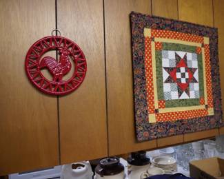 rooster trivet, quilted wall hanging