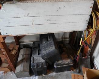 tool boxes, gray wood box