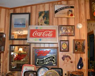 Vintage advertising signs beer, liquor and coca cola