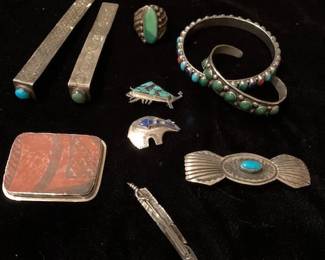 Native American sterling silver jewelry and bookmarkers