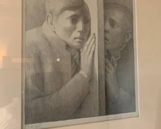 George Tooker (American 1920-2011)  lithograph 'Voice', 24/125, 1977, pencil signed