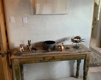 Rustic painted console table w/drawer