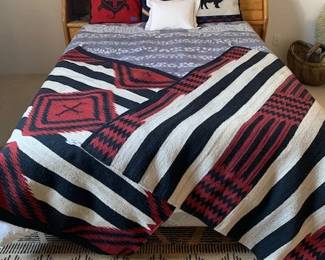 Queen size bed (Oak headboard, mattress, and frame); Pendleton pillows and chiefs blankets are seperate