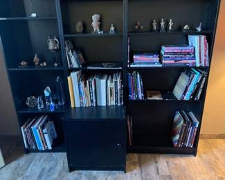 Black storage unit with books: art, Native American, folk art and more
