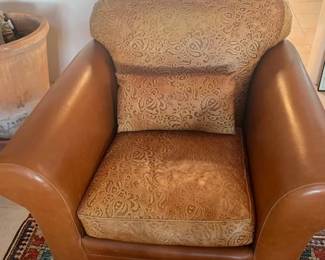 Lillian August tooled leather armchair 