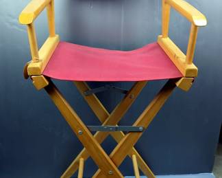 Wood Framed Collapsible Directors Chair With Canvas Back And Seat, 48" x 22.5" x 16"