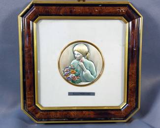 Rossini-Primavera, By Paolo Rossini, 925 Silver Base Relief Framed Art, 9" x 9" 