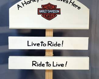 Harley Davidson Painted Yard Sign, 34" x 16"