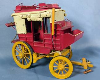 Hand Crafted Stagecoach, 8.5" x 5" x 10", Brass Toned Liberty Bell Bookends And Heritage Collective Wood Keg